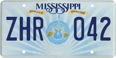 MS license plate ZHR042