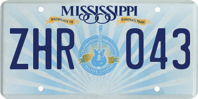 MS license plate ZHR043