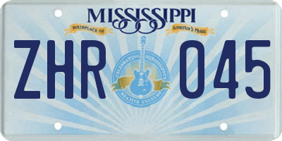 MS license plate ZHR045