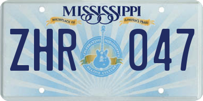 MS license plate ZHR047