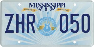 MS license plate ZHR050