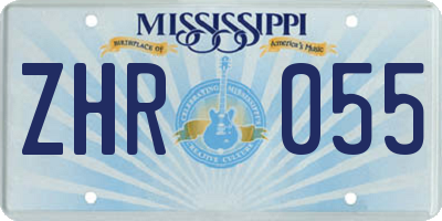 MS license plate ZHR055