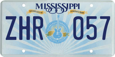 MS license plate ZHR057