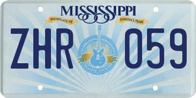 MS license plate ZHR059