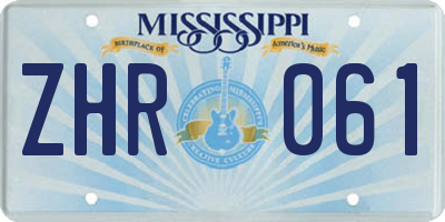 MS license plate ZHR061