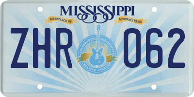 MS license plate ZHR062