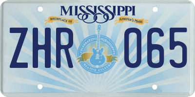 MS license plate ZHR065