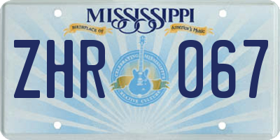 MS license plate ZHR067