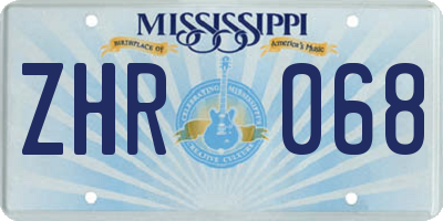 MS license plate ZHR068