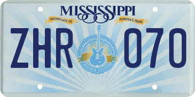 MS license plate ZHR070