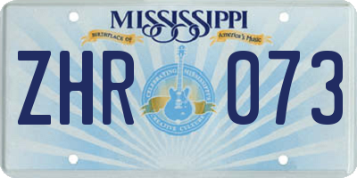MS license plate ZHR073