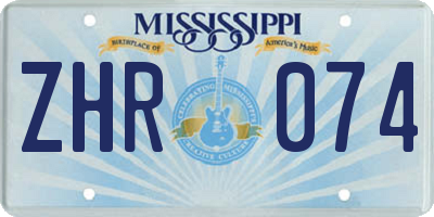 MS license plate ZHR074