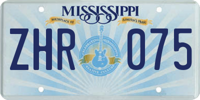 MS license plate ZHR075