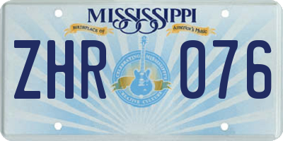 MS license plate ZHR076