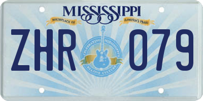 MS license plate ZHR079