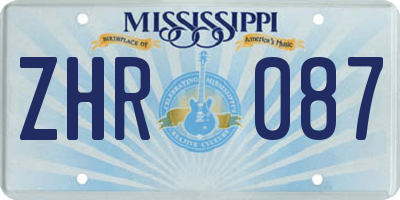 MS license plate ZHR087