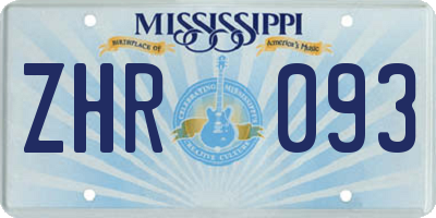 MS license plate ZHR093