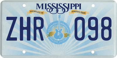 MS license plate ZHR098