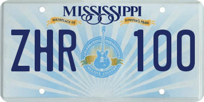 MS license plate ZHR100