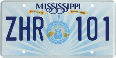 MS license plate ZHR101