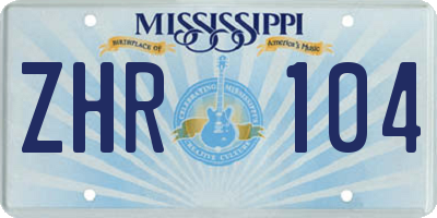 MS license plate ZHR104