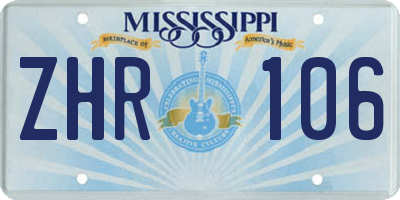 MS license plate ZHR106