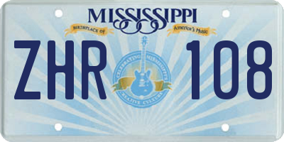 MS license plate ZHR108
