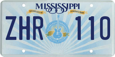 MS license plate ZHR110