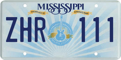MS license plate ZHR111