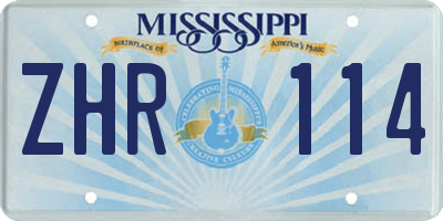 MS license plate ZHR114