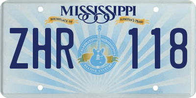 MS license plate ZHR118