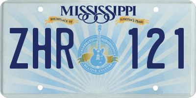 MS license plate ZHR121