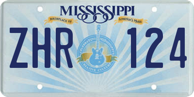 MS license plate ZHR124