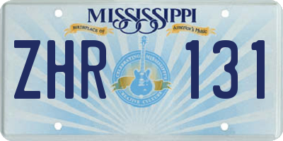 MS license plate ZHR131