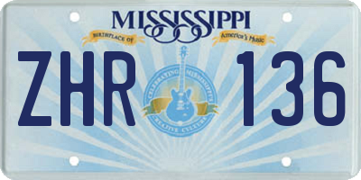 MS license plate ZHR136