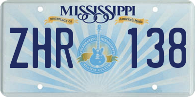 MS license plate ZHR138