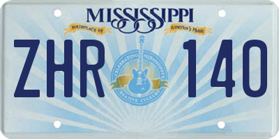 MS license plate ZHR140