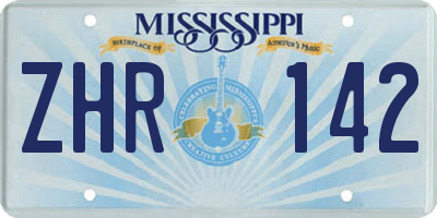MS license plate ZHR142