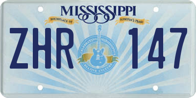 MS license plate ZHR147