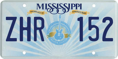 MS license plate ZHR152
