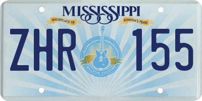 MS license plate ZHR155