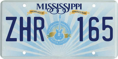 MS license plate ZHR165