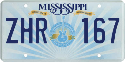 MS license plate ZHR167