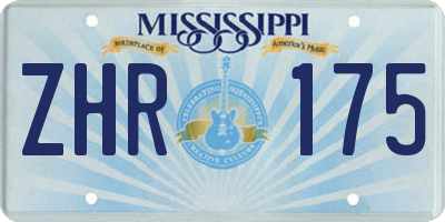 MS license plate ZHR175