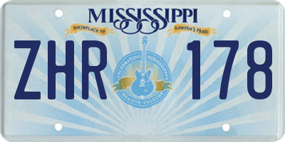 MS license plate ZHR178