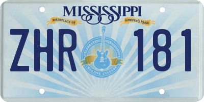 MS license plate ZHR181