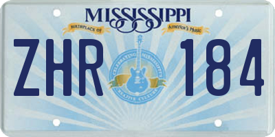 MS license plate ZHR184