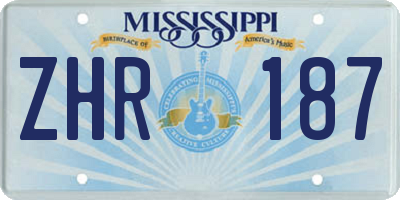 MS license plate ZHR187