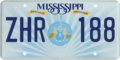 MS license plate ZHR188