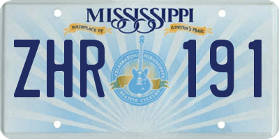 MS license plate ZHR191